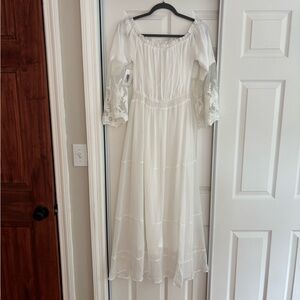 Boho white maxi dress